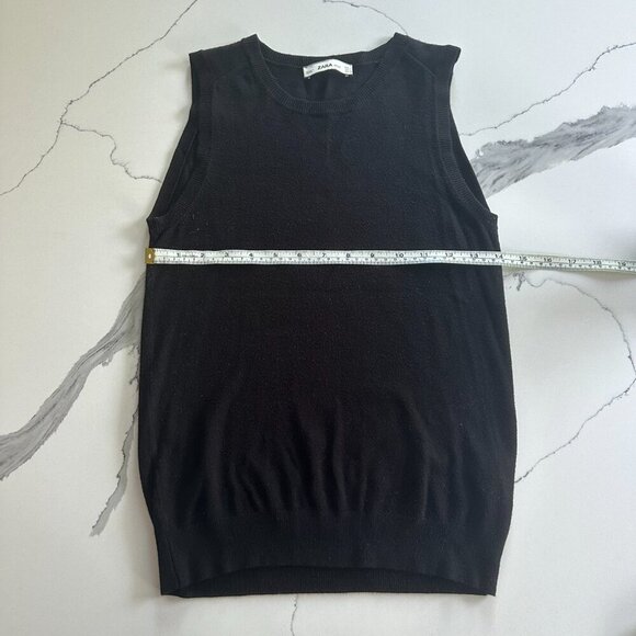 ZARA | Knit Sleeveless Sweater Tank | Black | Size Medium | Soft Stretch - Picture 10 of 15